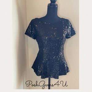 PRELOVED ✨ Black Sequins Peplum Top